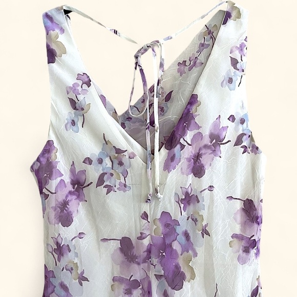 Vintage Be Smart Floral Babydoll Midi Dress 8/10 Fairy Purple Ruffled Sheer - Picture 6 of 10